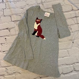 Hanna Andersson LS tunic tee, gray w/ fox 🦊